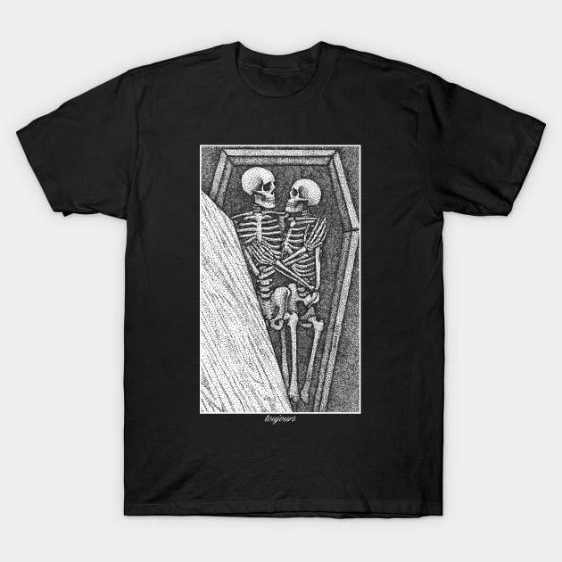 Toujours - Skeleton Lovers Pointilism T-Shirt by GAz